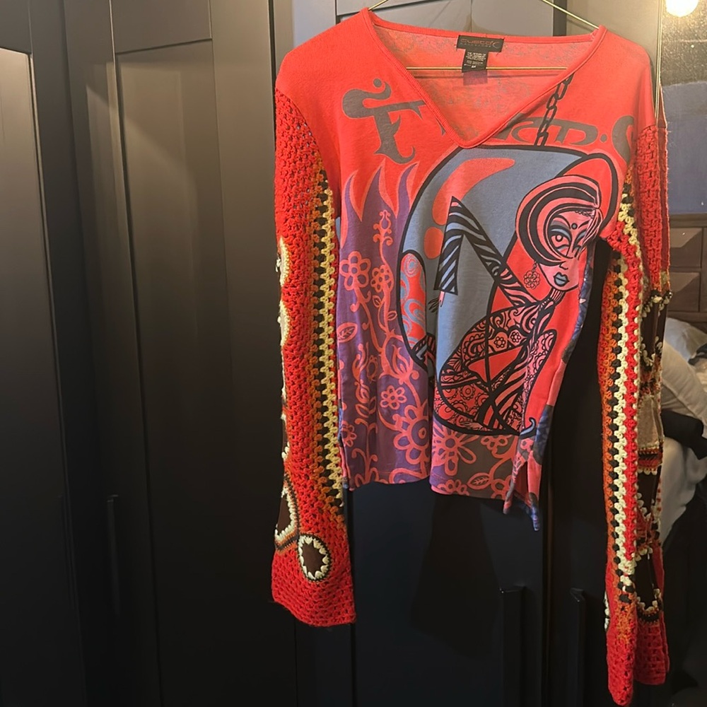 Custo Barcelona Shirt with knitted arm sleeves